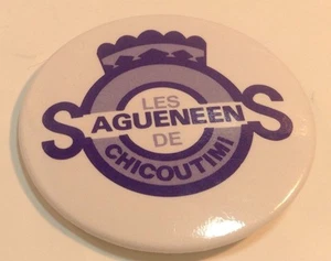 Vintage 2" LHJMQ Team Logo Button Pinback~SAGUENEENS DE CHICOUTIMI ~Macaron~SAGS - Picture 1 of 12