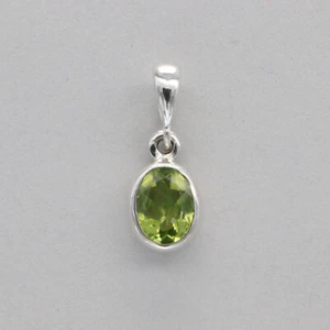 925 Sterling Silver Green Peridot Oval Pendant Pendantif Peridot en argent ovale - Imagen 1 de 9