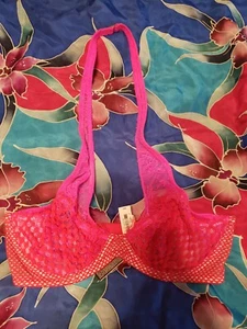 Neu mit Etikett sehr sexy ungefüttert Neon Ausschnitt Neckholder selten 34 D schwer zu finden heiß sexy Spitze - Bild 1 von 5