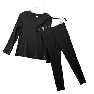 Puma Active 2 Piece BUNDLE Womens S Black Leggings Long Sleeve T Shirt Gym - Picture 1 of 10