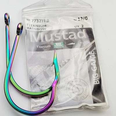 Mustad Titanium Rainbow Big Game Hooks 12/0 7732TRB - Image 1 of 4