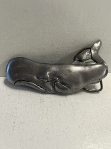 - Wal Gürtelschnalle Vintage 70er Jahre Zinn Maritim Ozean Strand Fischer  - Bild 1 von 4