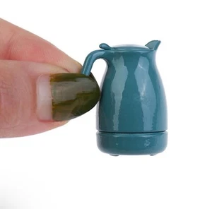 1:12 Scale Dollhouse Miniature Kitchen Blue Metal Kettle With Cover Accessories - Picture 1 of 3