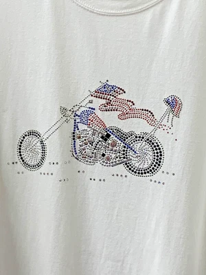 Christine Alexander shirt cotton spandex size 1X Patriotic chopper  full fit - Image 1 of 3
