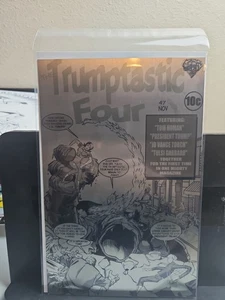 RARE FANTASTIC FOUR Issue 1 DONALD TRUMP HOMAGE BLACK/WHITE SILVER METAL COMIC! - Picture 1 of 4