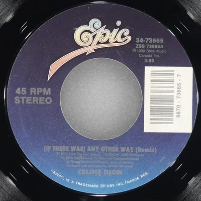 CELINE DION (If There Was) Any Other Way EPIC 34-73665 VG+ 45 RPM 1991 7" Pop Foto 1 de 4