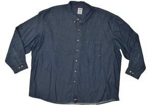 Dickies Men's Big & Tall Size 5XL Denim Long Sleeve Button Down Shirt Workwear - Picture 1 of 8