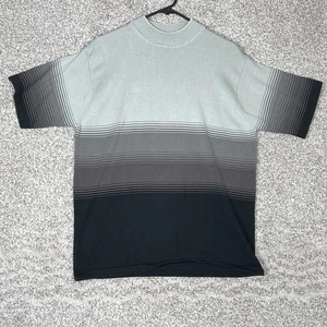 Camisa tejida Alberto Celini XL gris negra a rayas manga corta vintage Y2K para hombre - Imagen 1 de 7
