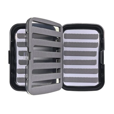 Caja para moscas Midge pequeña con hoja y hoja oscilante grande caja para moscas con espuma de hendidura - seca/ninfa Foto 1 de 2