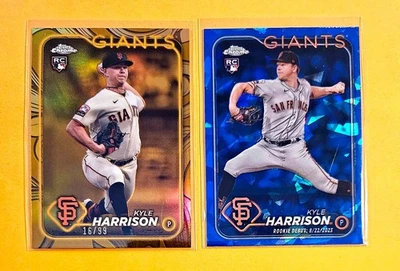 2024 Topps Gilded  Collection KYLE HARRISON Chrome Gold /99 + SAPPHIRE Rookie   - Image 1 of 2
