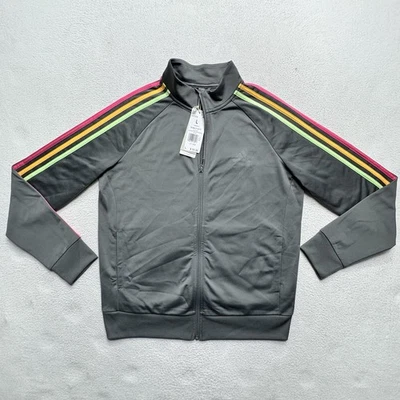 Chaqueta de chándal para mujer Adidas gris calentamiento ajustada de 3 bandas (L) Foto 1 de 4