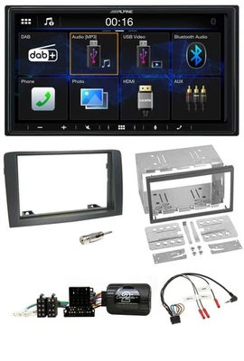 Alpine Bluetooth 2DIN Lenkrad DAB USB Autoradio für Fiat Idea 2006-2012 grau - Bild 1 von 4