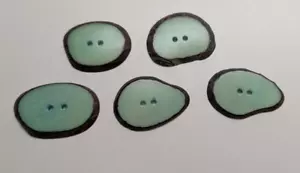 Set of 5 Handcrafted Buttons Resin Mint Green Oval Flat 1.5" x1 .25" ea. SM - Imagen 1 de 2