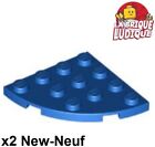 Lego 2x Plate Round plaque ronde corner quart cercle 4x4 bleu/blue 30565 NEUF