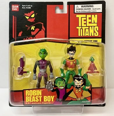 2003 Bandai DC Teen Titans Go! RARE 3.5" Action Figure Robin & Beast Boy NEW - Image 1 of 2
