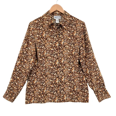 Рубашка Pendleton на пуговицах женская размер 8 многоцветная с геопечатью шелковая с длинным рукавом - Изображение 1 из 4