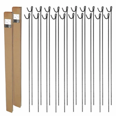 METAL STEEL BARRIER FENCING FENCE PINS STAKES POSTS ROAD PINS 1.25m Pack of 20 - Image 1 of 4