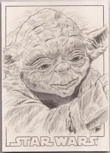 2016 Topps Star Wars Evolutions Sketch Art Dan Bergren autograph Yoda 1/1 DP - Picture 1 of 2