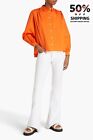 RRP€170 MAJE Cigela Button-Up Shirt Size 0 US2 XS Orange Gathered Long Sleeve