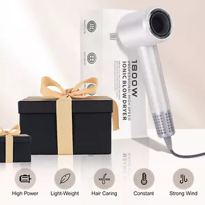 White Hair Dryer With Gathering Mouth Negative Ions 120,000 RPM Brushless Motor - Picture 1 of 6