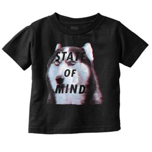 Funny Dog Animal Humor Husky State of Mind Toddler Boy Girl Youth T Shirt Tee - Picture 1 of 6