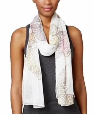 Style&co Bufanda Envolvente Estampado Mariposa Blanco Rosa Púrpura 80x28 Foto 1 de 3