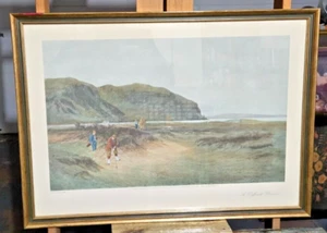 Antique 1894 Framed Golf Art Litho Print “A Difficult Bunker” By Douglas Adams - Picture 1 of 9