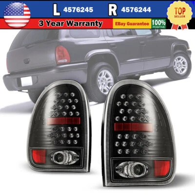 LED Tail Lights for 98-03 Dodge Durango 96-00 Caravan Rear Lamp Black Clear Pair Foto 1 de 4
