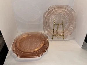 4 Vintage Recollection Madrid Pink By Indiana Glass 10 3/8” Dinner Plates - Picture 1 of 7
