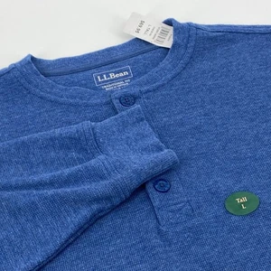 LL Bean Mens MediumTall Blue Long Sleeve Henley Shirt Traditional Fit NEW - Picture 1 of 7