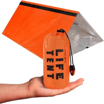 Emergency Survival Tent Life Shelter 2 Person Mylar Tube Tents Tarp with Whistle - Image 1 of 4