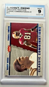 2003 Fleer Tradition Blue Randy Moss, Terrell Owens #200/750 Diamond Grading 9 - Bild 1 von 2
