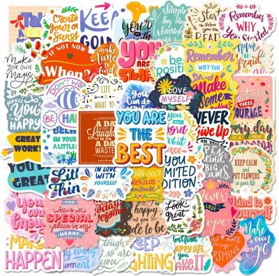 ROSIE'S-TATTOO-BOUTIQUE ❤️ Inspirational Stickers 50 Motivational Meme Self Love Happy Scrapbooking UK