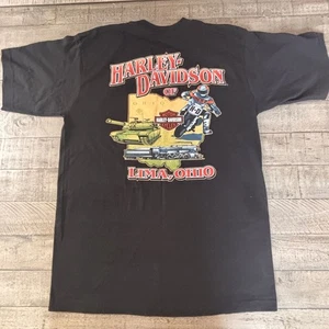 Harley Davidson schwarzes T-Shirt Lima, Ohio Erwachsene groß klassisch Harley Logo vorne - Bild 1 von 9