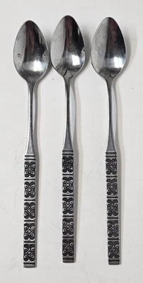 EKCO Eterna Montalo Lot of 3 Iced Tea Spoons Japan Stainless Steel 7.5" - Image 1 of 4