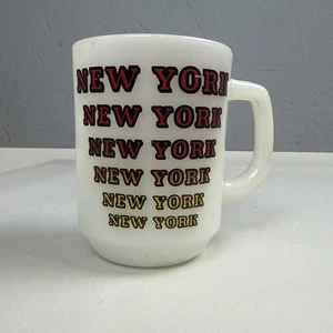 Vintage Anchor Hocking Fire King New York Souvenir Milk Glass Coffee Mug Rare - Picture 1 of 7