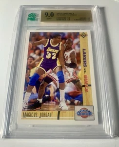 1991-92 UPPER DECK MAGIC VS JORDAN #34 MNT 9 MINT AIR JORDAN AND MAGIC JOHNSON! - Picture 1 of 4