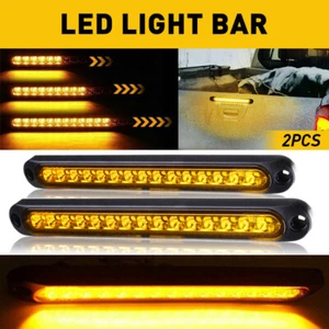 2PC 10inch Amber LED Truck Trailer Light Bar Tail Brake Strip Turn Signal 12-24V - Picture 1 of 14