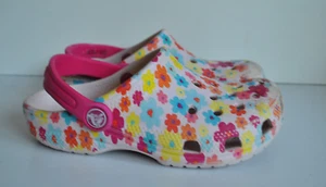White floral soft rubber slip on girls crockband clogs size 13 (C13) Crocs - Picture 1 of 6