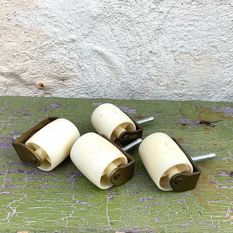 VTG Brass Plastic 2-1/4" wide furniture casters wheels set of 4 Cover
