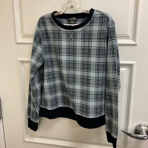 Eddie Bauer Women's Pajama Top Sz S Blue Plaid Velour Long-Sleeve Pullover Shirt - Picture 1 of 10