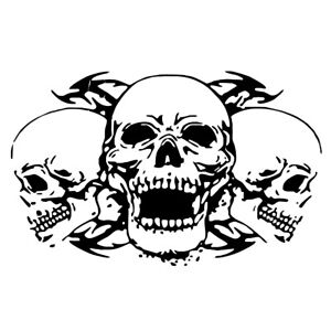 Car Truck Hood Side Body Vinyl Tri-Skull Face Graphics Decal Black Skull Sticker