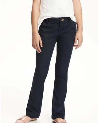 全新带标签 Old Navy 海军蓝制服女孩可调腰靴裤 7 码 — 第 1/4 张图片