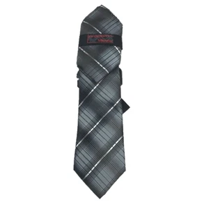 Steven Land Men Tie Hanky Set Black Gray Silver Microfiber Classic 3.5" Wide - Picture 1 of 3