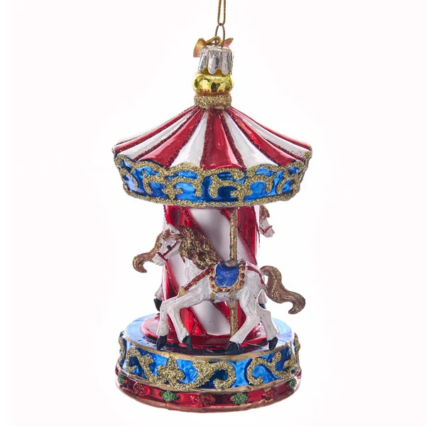 Kurt Adler Noble Gems Carousel Horse Glass Ornament NB1360
