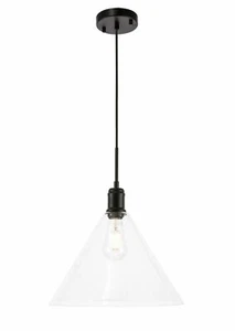 Elegant Lighting LD6228 Black Hugh Single Light 14"W Pendant - Picture 1 of 2