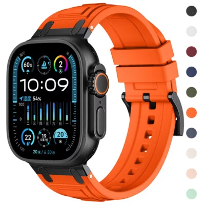 Pulseira esportiva de silicone para Apple Watch Ultra 2 1 49mm S10 9 8 7 42/44/45/46mm - Imagem 1 de 4