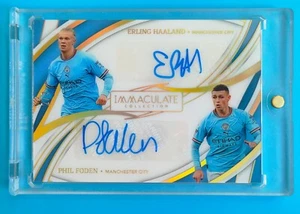 2023-24 Immaculate Manchester City Erling Haaland Phil Foden Dual Auto 2/3 - Picture 1 of 2