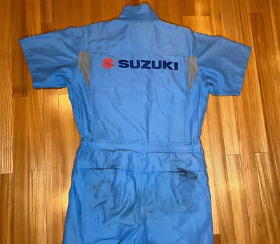 Vintage Motorcycle Suzuki Japan Coveralls Mechanic Tsunagi Blue Jumpsuit L - Image 1 of 4