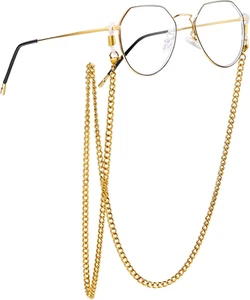 Glasses Chain, Eyeglass Strap for Women Sunglasses - Gold Plated/Stainless Steel - Picture 1 of 12